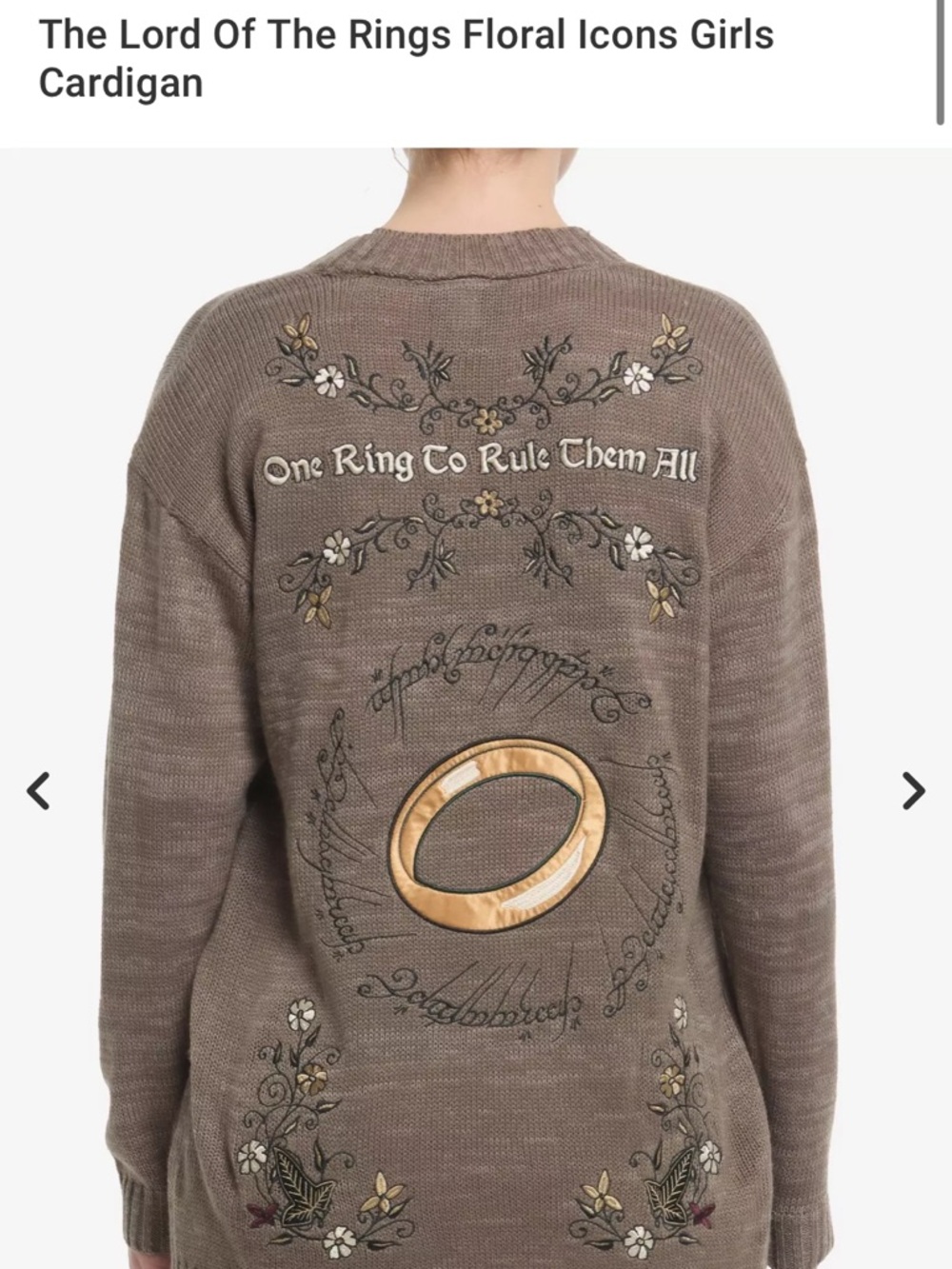 New Hot Topic Lord of The Rings Floral Icons Girl Cardigan - Picture 5 of 15